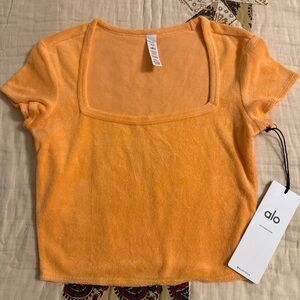 New ALO Yoga terry beachside cantaloupe top size Xs